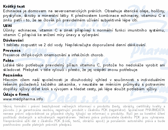 MedPharma Echinacea 50mg+vit.C+Zn tbl.eff.20