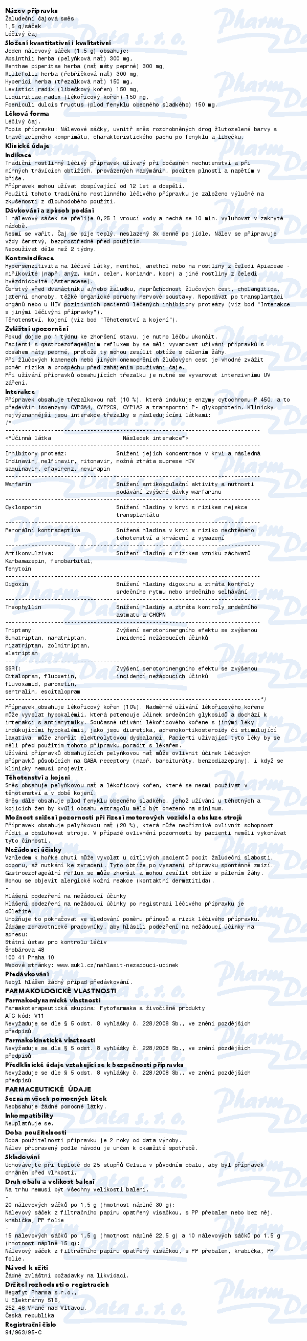 Megafyt Žaludeční čajová směs spc.20 I